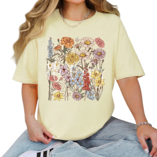 Vintage Wildflower Graphic Comfort Colors T-Shirt