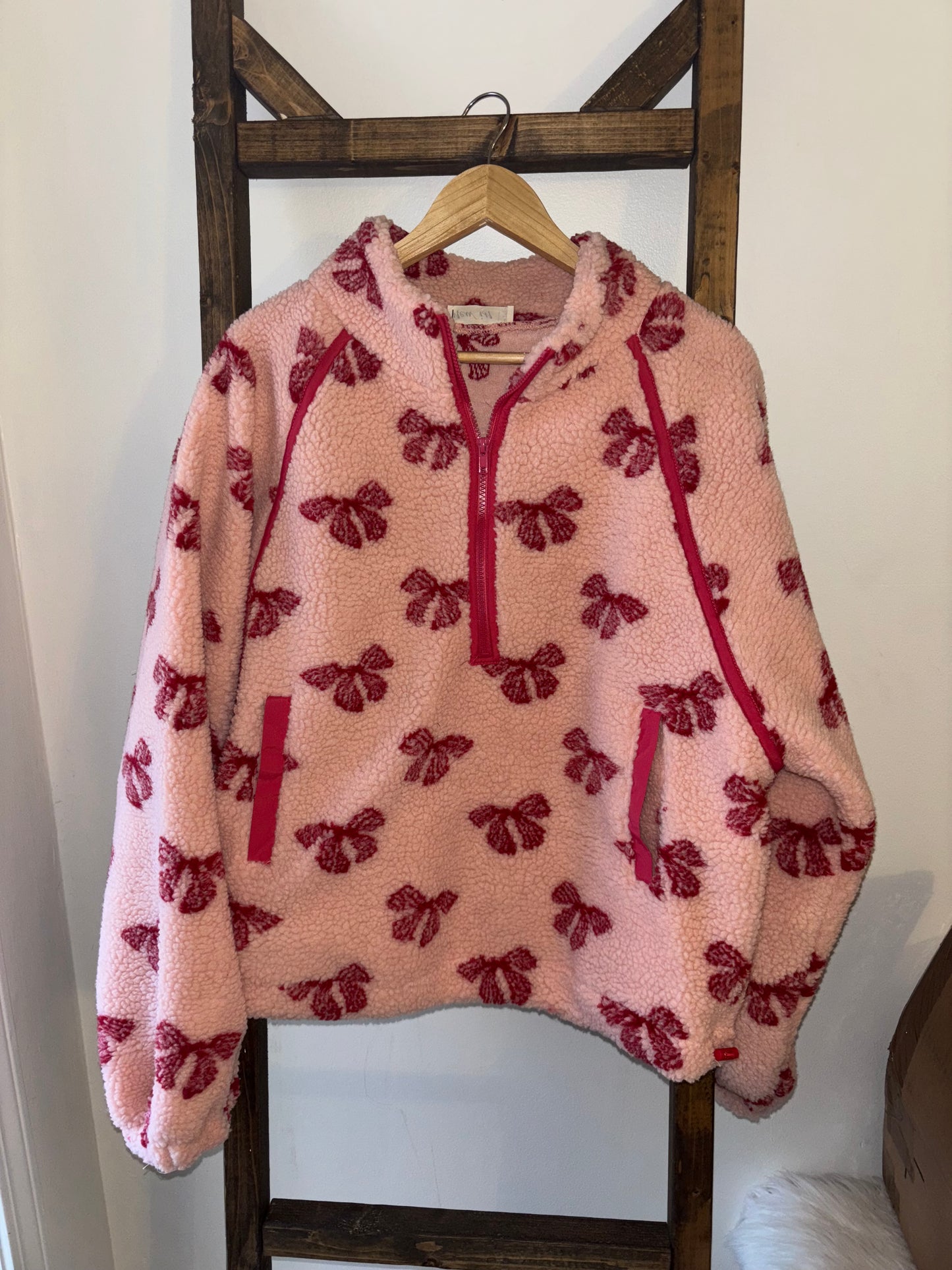 Pink Bow Sherpa Pullover