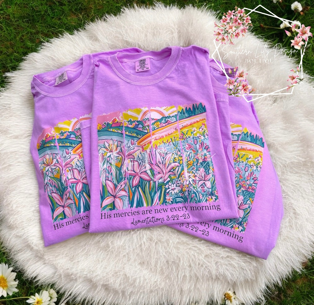 His Mercies Are New Every Morning Faith Inspired Comfort Colors Tee