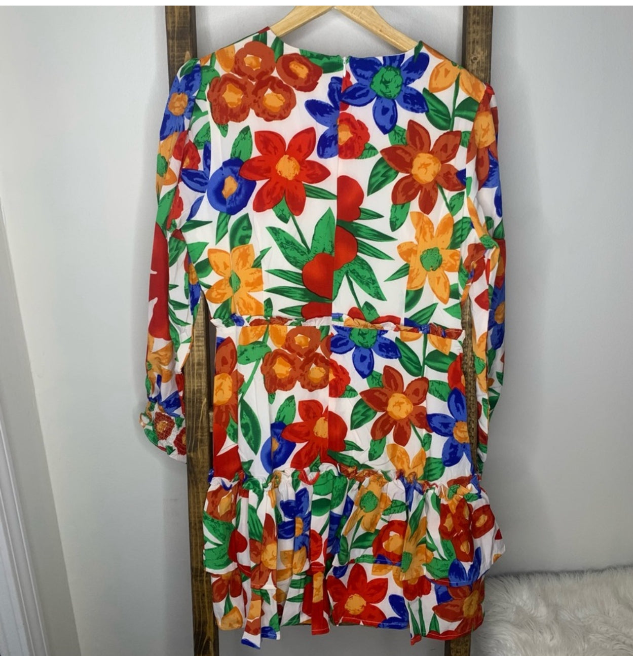 Floral Print Bubble Sleeve Dress