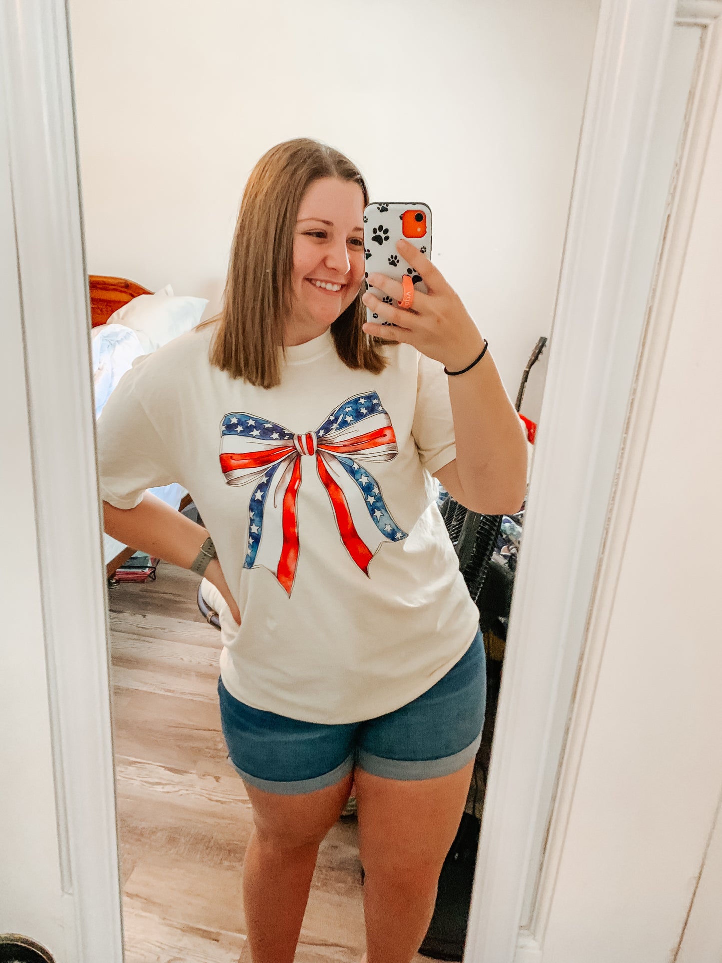 American Flag Bow Comfort Colors T-Shirt