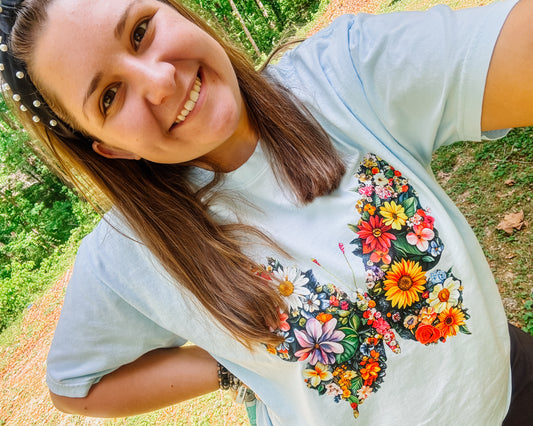 Floral Butterfly T-Shirt Comfort Colors Spring Tee