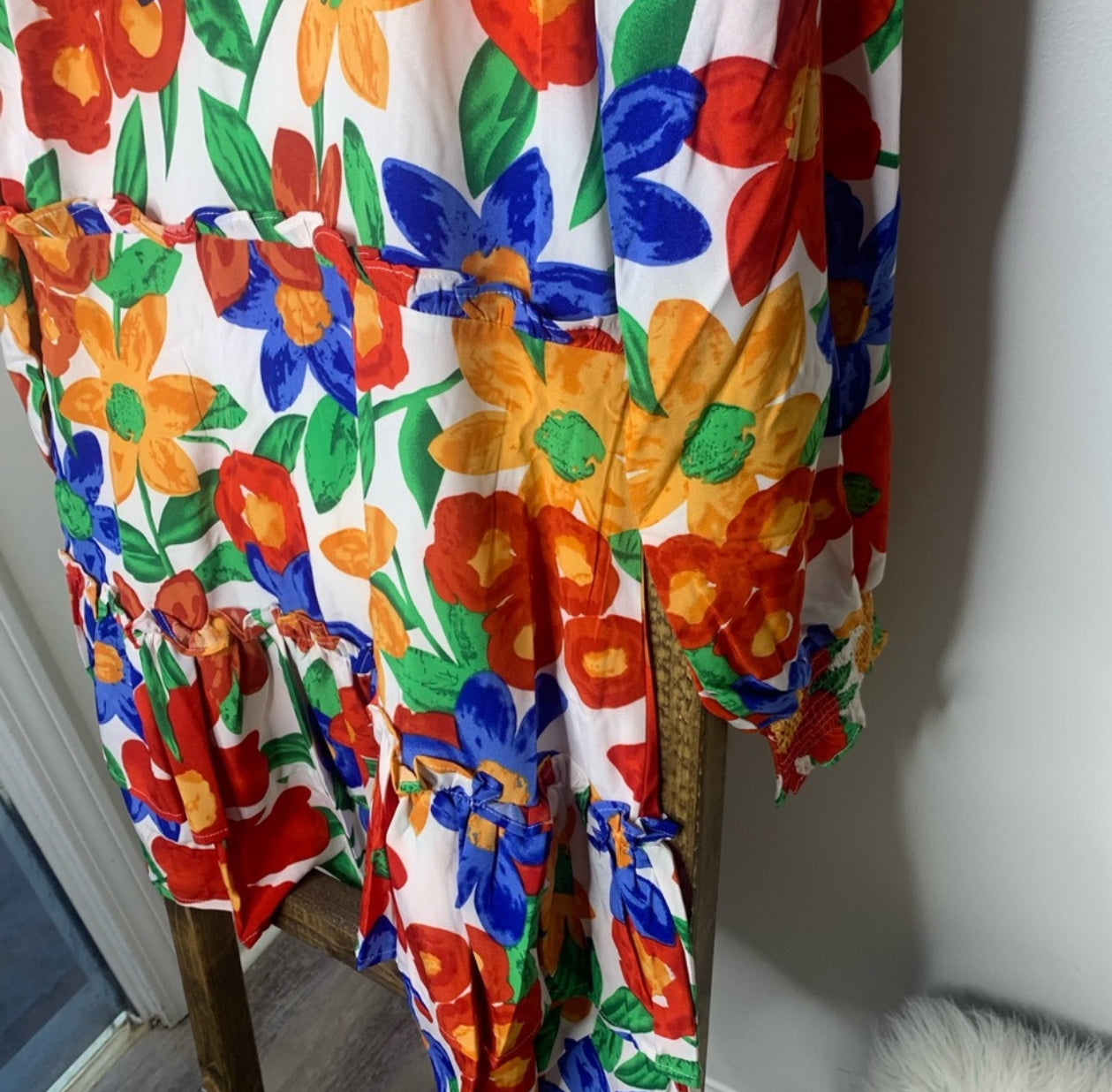 Floral Print Bubble Sleeve Dress