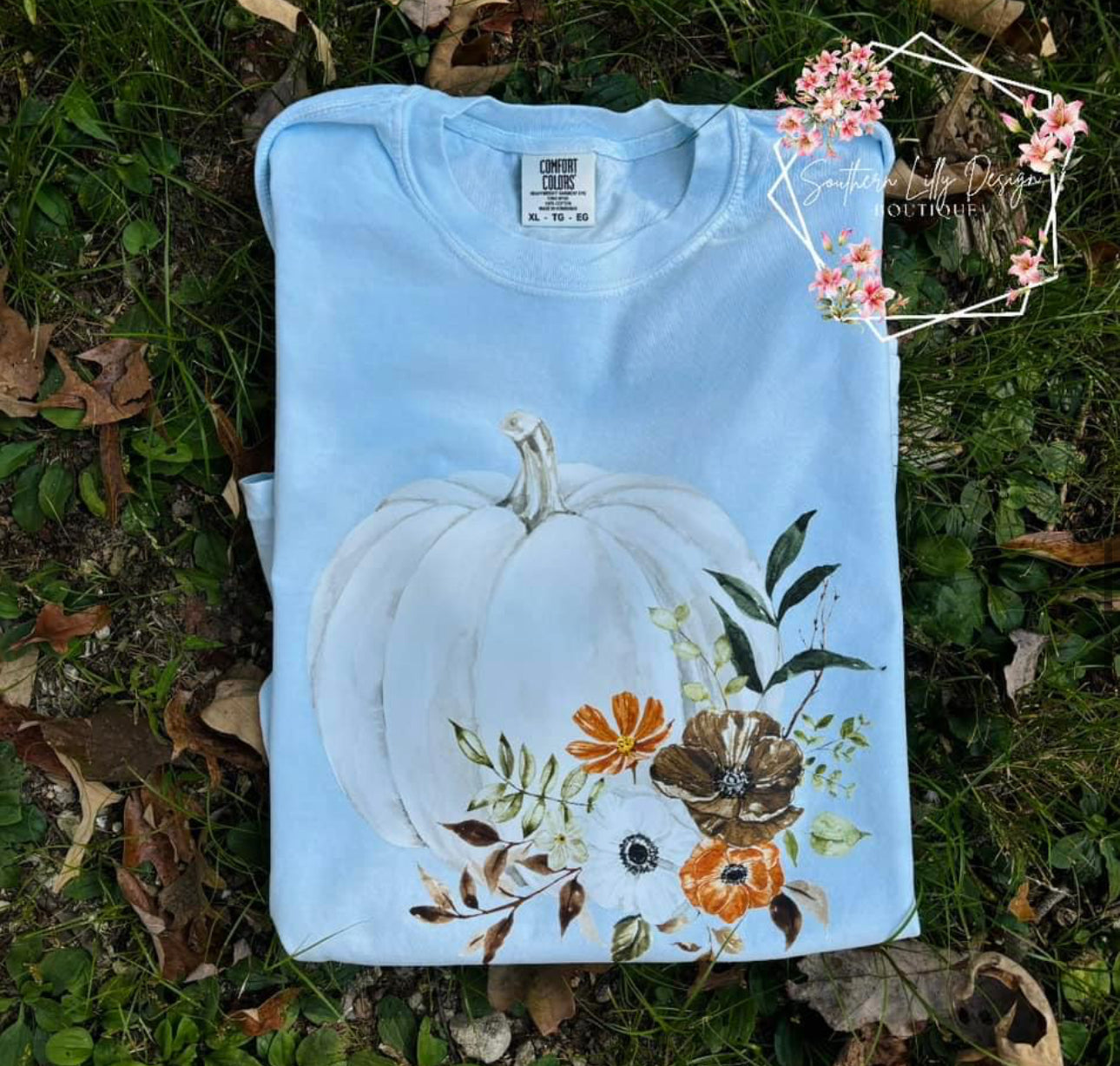 White Fall Pumpkin Comfort Colors T-Shirt
