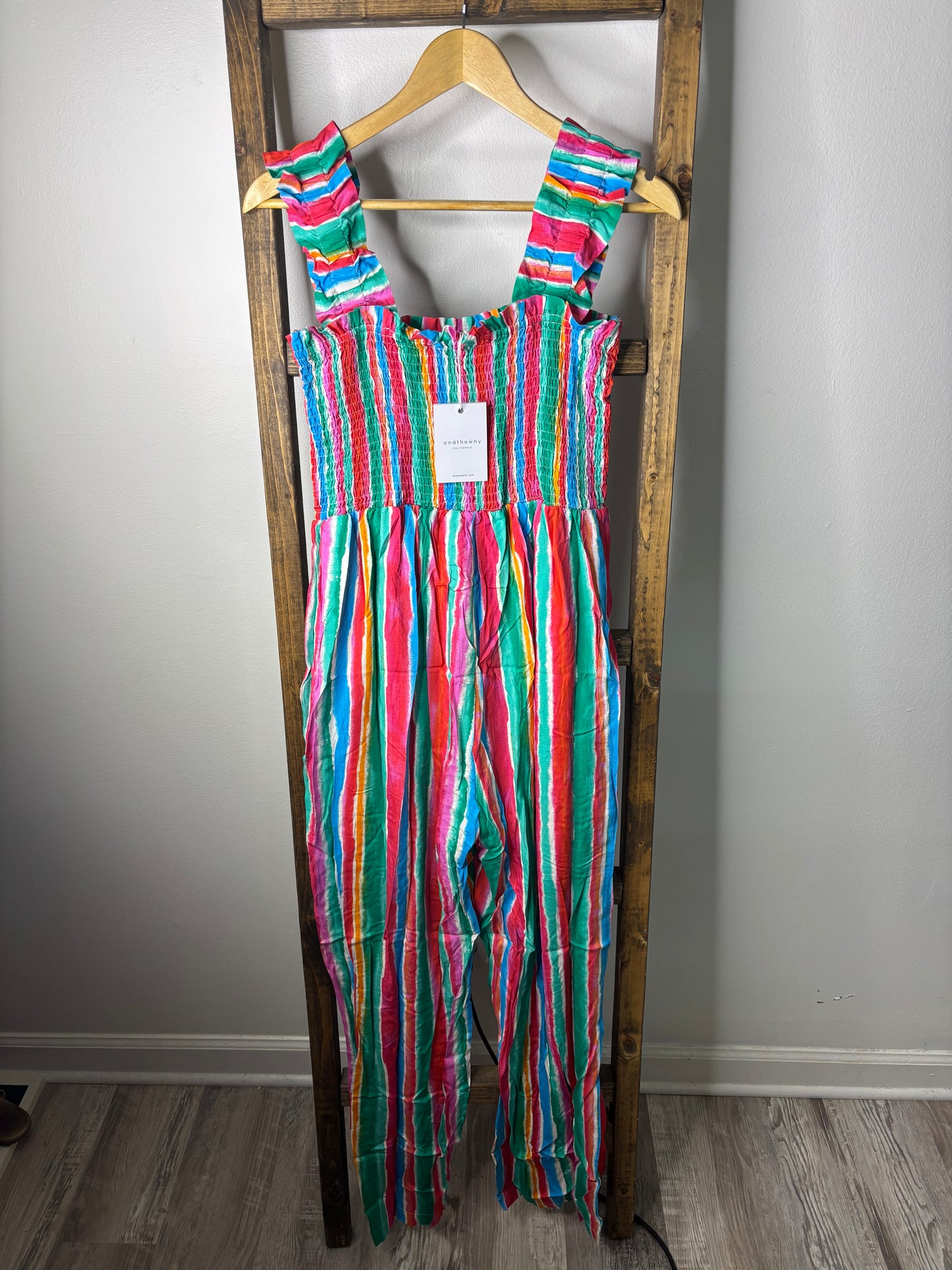 Colorful Striped Wide Leg Jumpsuit – Vibrant Summer Outfit for Women