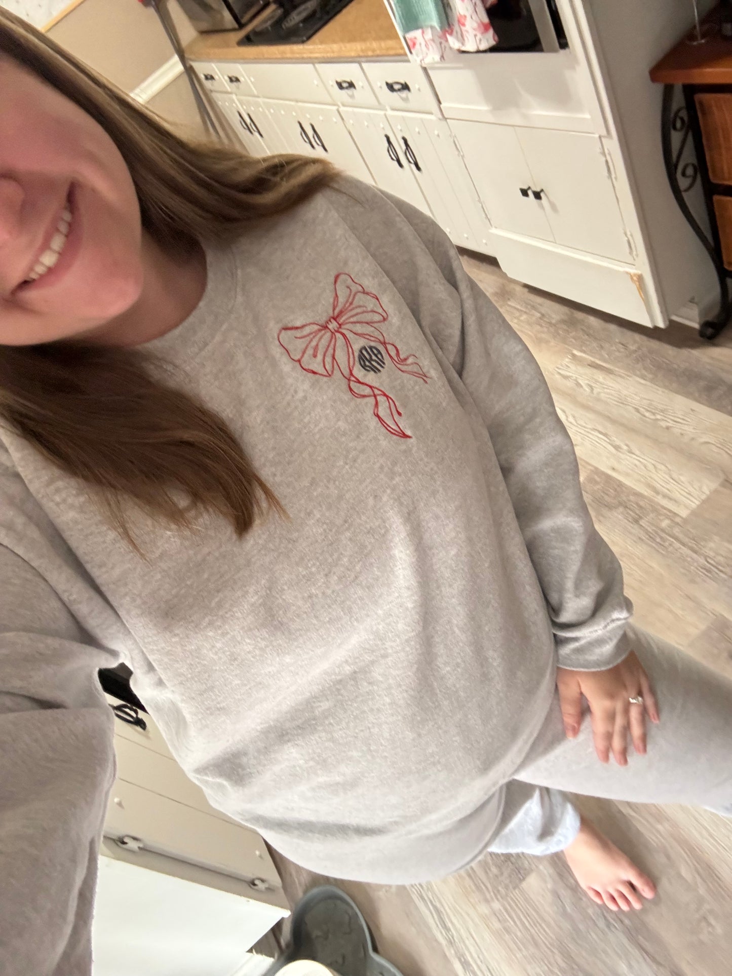 Embroidered Bow Two Piece Loungewear Set