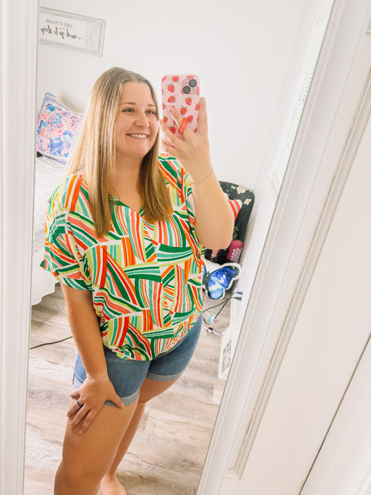 Bright & Breezy Color Pop Geometric Top