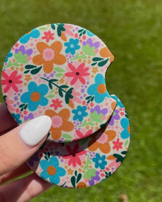 Floral Print Neoprene Car Coasters