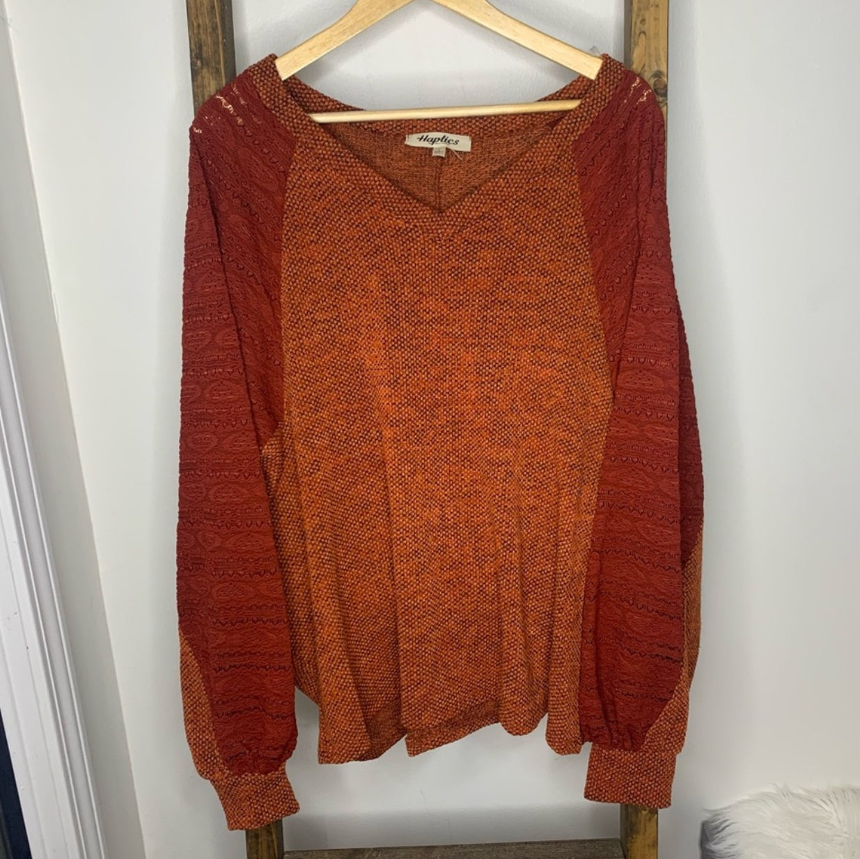Autumn Glow V-Neck Bubble Sweater