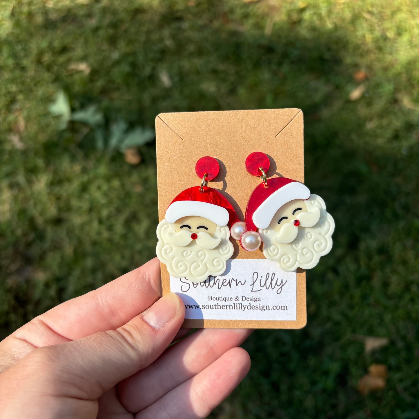 Santa Claus Face Red Earrings