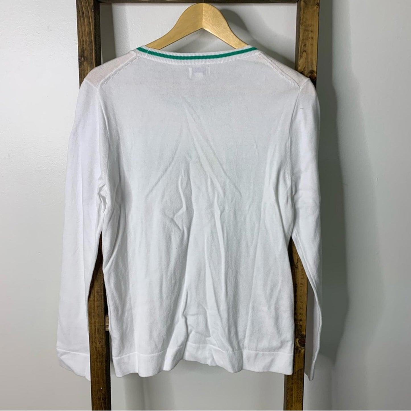 J.Crew White Long Sleeve Love Tennis Teddy Sweater