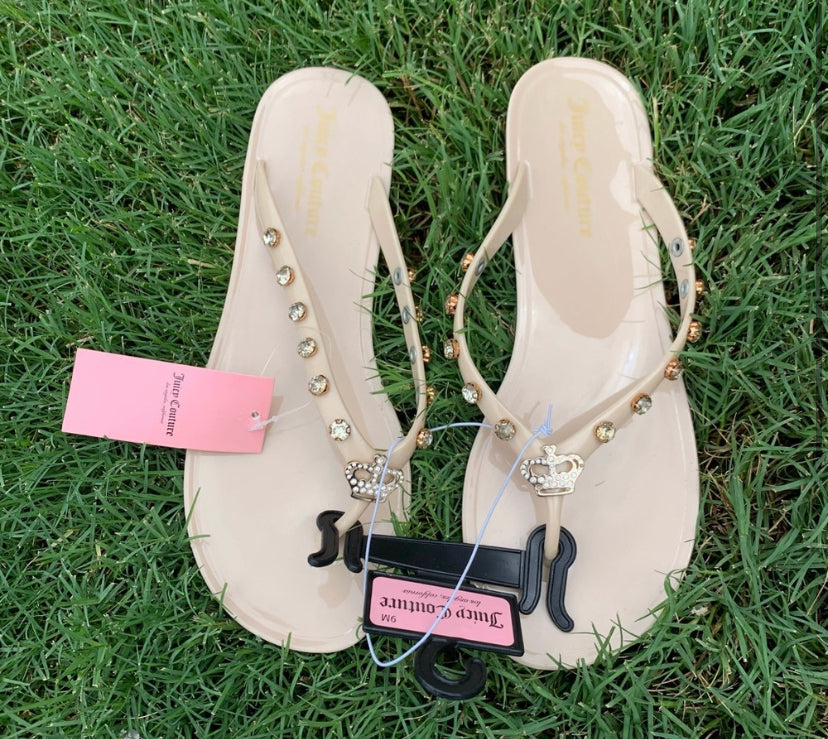 Juicy Couture Rubby Gold Flip Flops