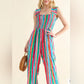 Colorful Striped Wide Leg Jumpsuit – Vibrant Summer Outfit for Women