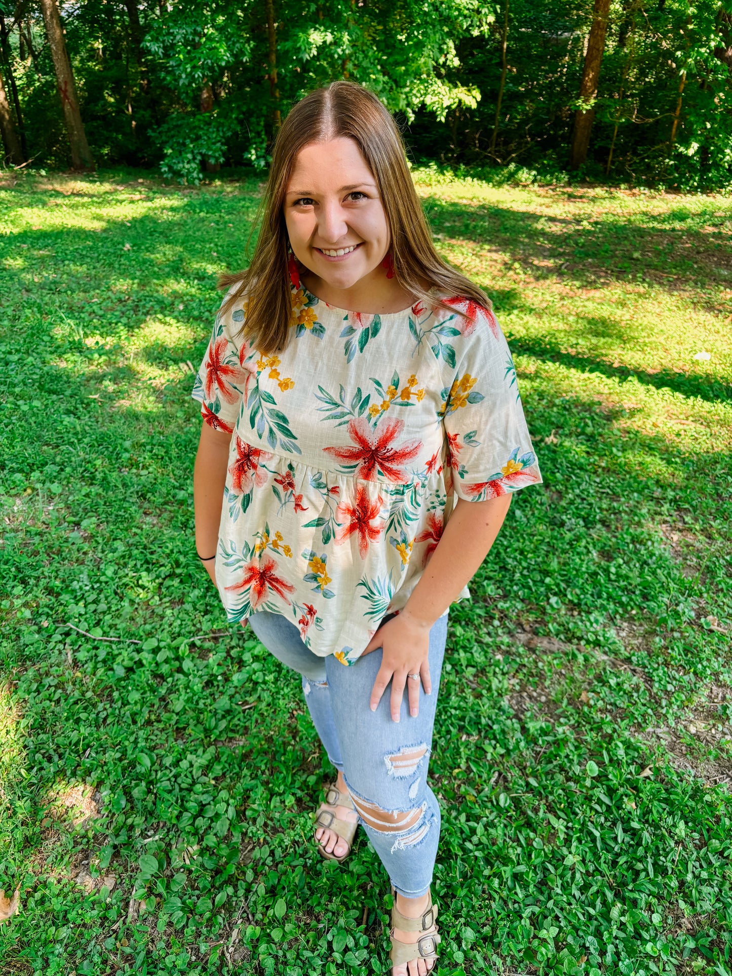 Hibiscus Blossom Babydoll Blouse