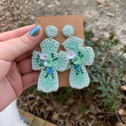 Mint Beaded across Earrings