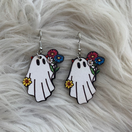 Ghost with Flowers Earrings