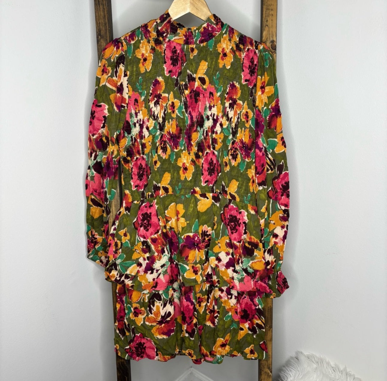 Easel Floral Smocked Tiered Mini Dress