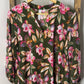 Dear Scarlett Olive Green Floral Shift Dress with Pink Blooms