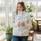 Blue Floral Ruffle Sleeve Puffer Vest