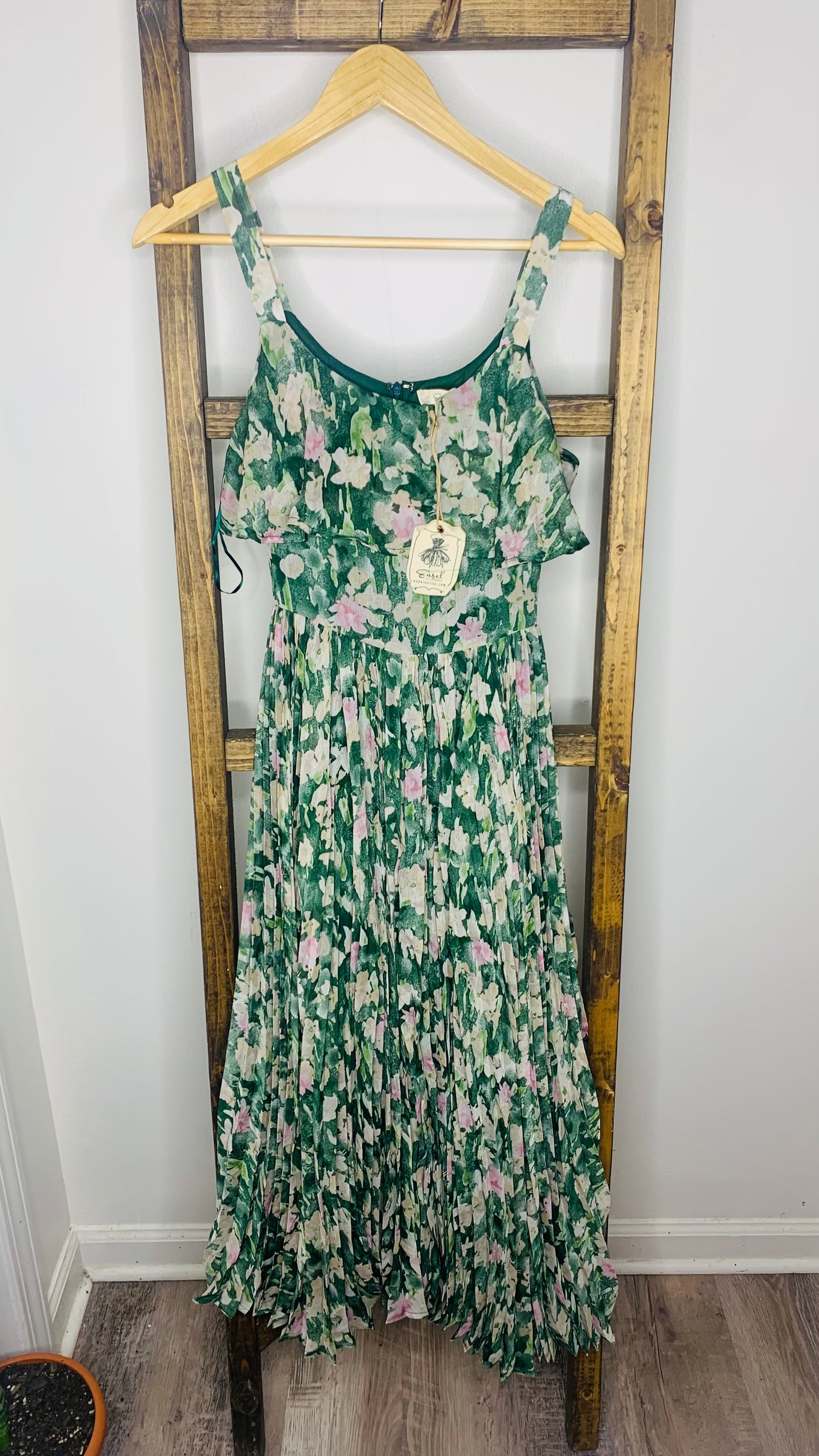 Easel Floral Print Pleat Dress S