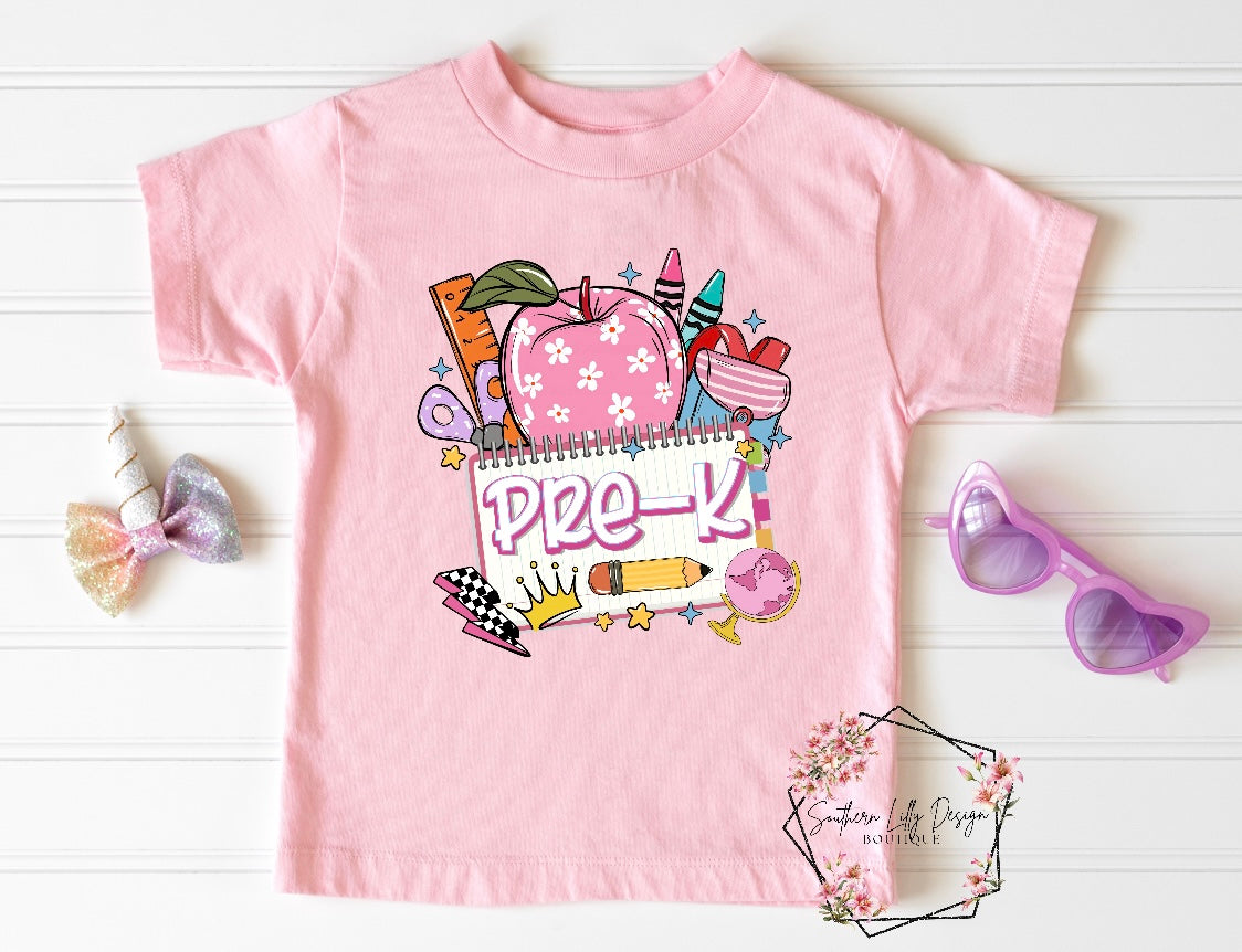 Back to School Grades Pre-K - 5th Grade Girl Tees