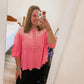 Pink Embroidered Dolman Blouse