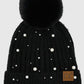 C.C Beanie Fleece Lined Pearl Studded Beanie Hat