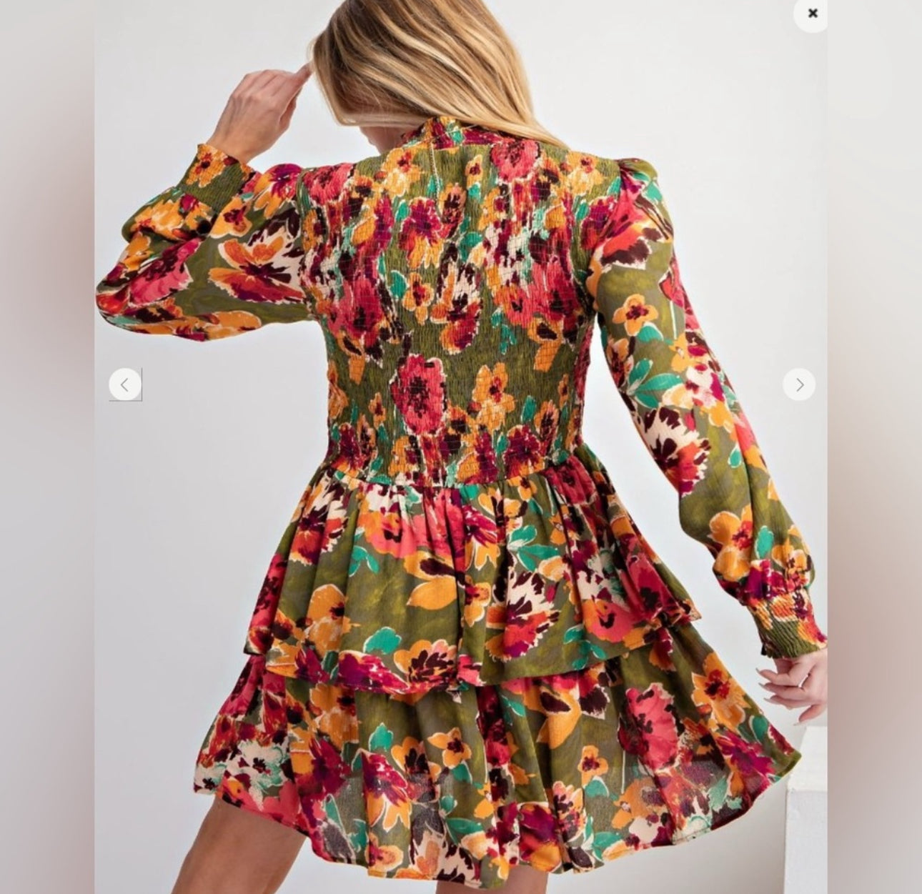 Easel Floral Smocked Tiered Mini Dress