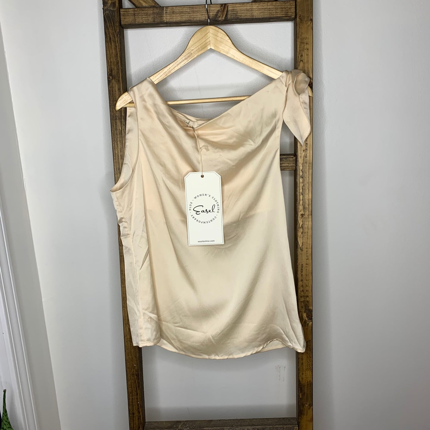 Easel Tie Shoulder Ivory Blouse S