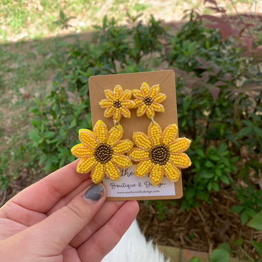 Sunflower Beaded Earrings