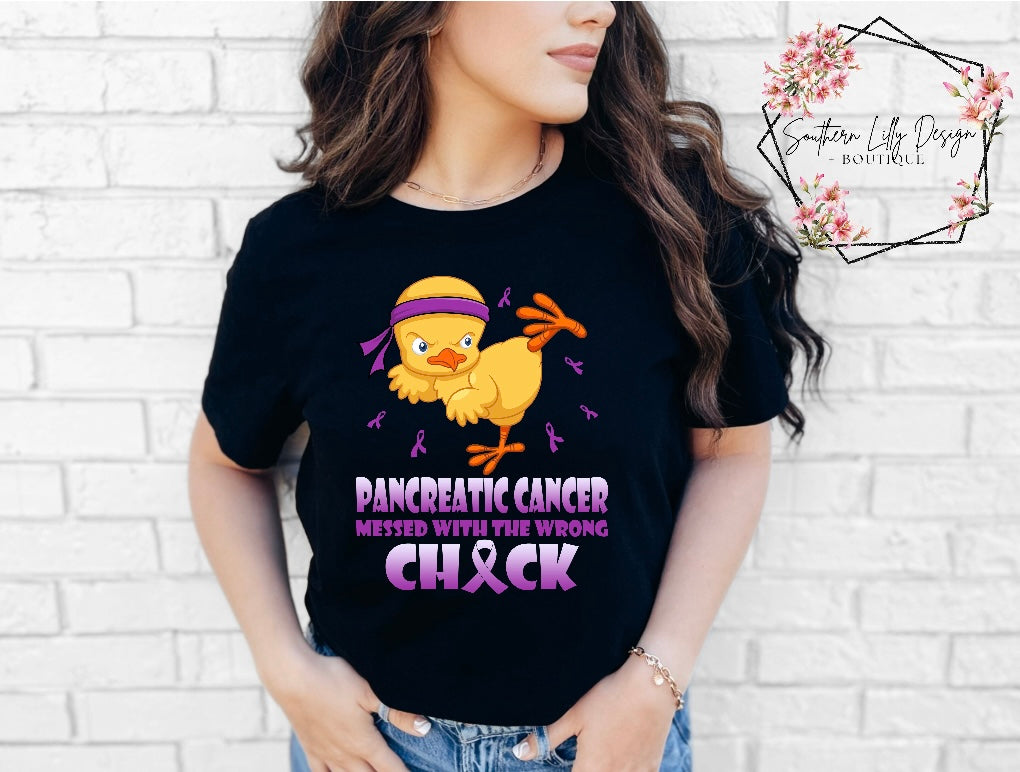 Pancreatic Cancer Messed with the Wrong Chick Comfort Colors T-Shirt