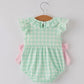 Smocked Gingham Baby Romper with Pink Bows Thanksgiving Turkey Embroidery