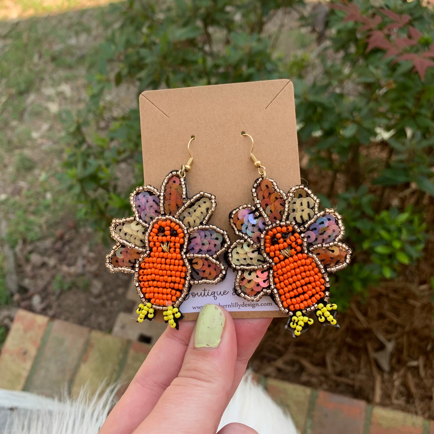 Orange Turkey Beaded Earrings