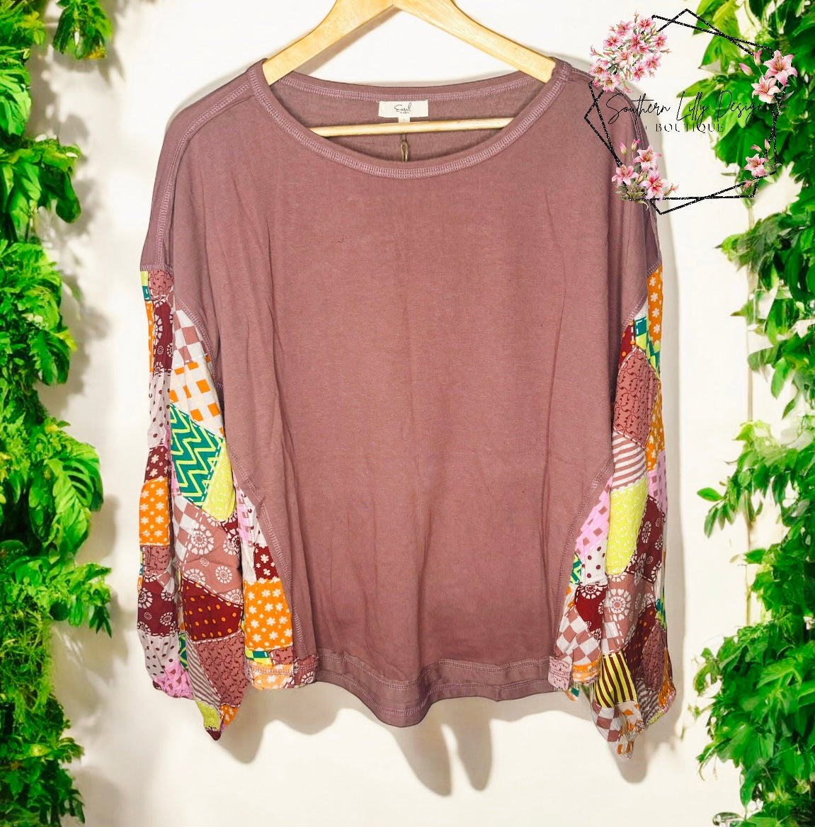 Easel Mauve Patchwork Kaleidoscope Blouse