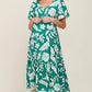 Easel Green Floral Print Midi Dress S