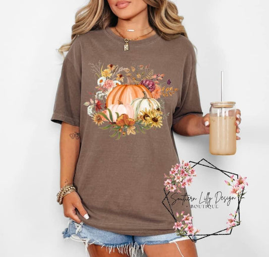 Pumpkin Wildflower Bouquet Gildan T-Shirt