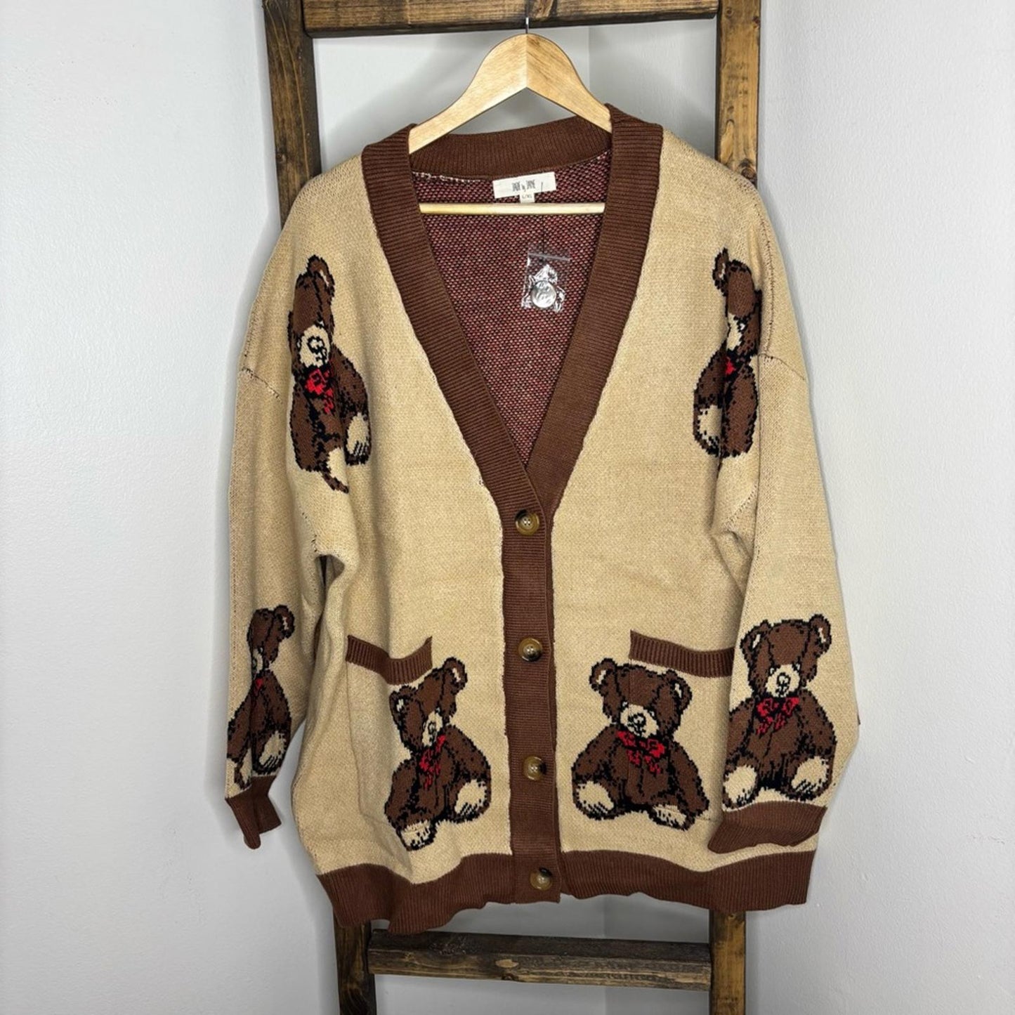 Teddy Bear Cardigan Cozy Neutral Button-Up Sweater for Fall & Winter