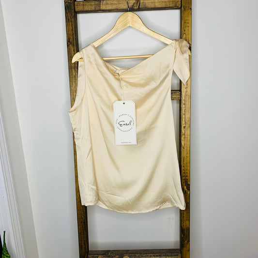 Easel Tie Shoulder Ivory Blouse S