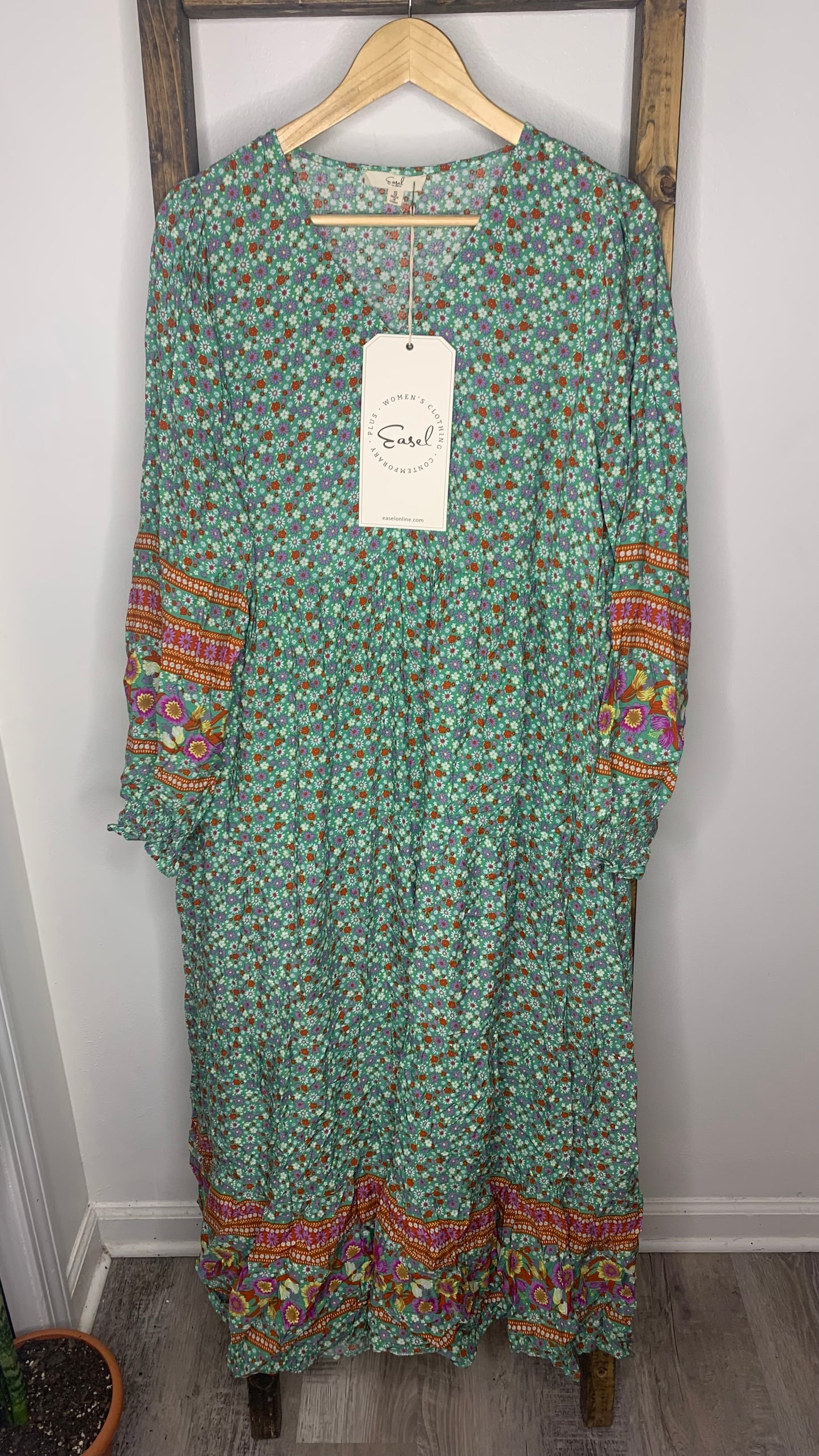 Easel Printed Boho Maxi Dress S