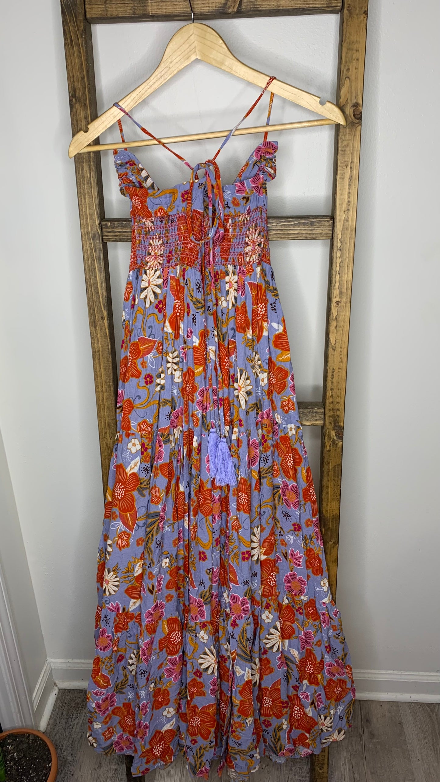 Easel Floral Print Criss Cross Back Maxi Dress S