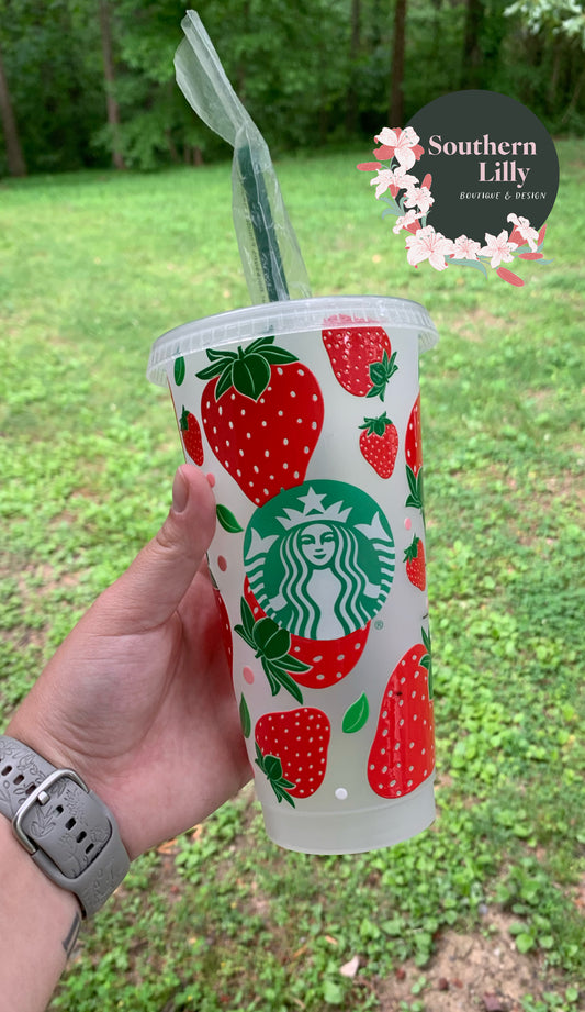 Starbucks Strawberry 24oz Cold Coffee Cup