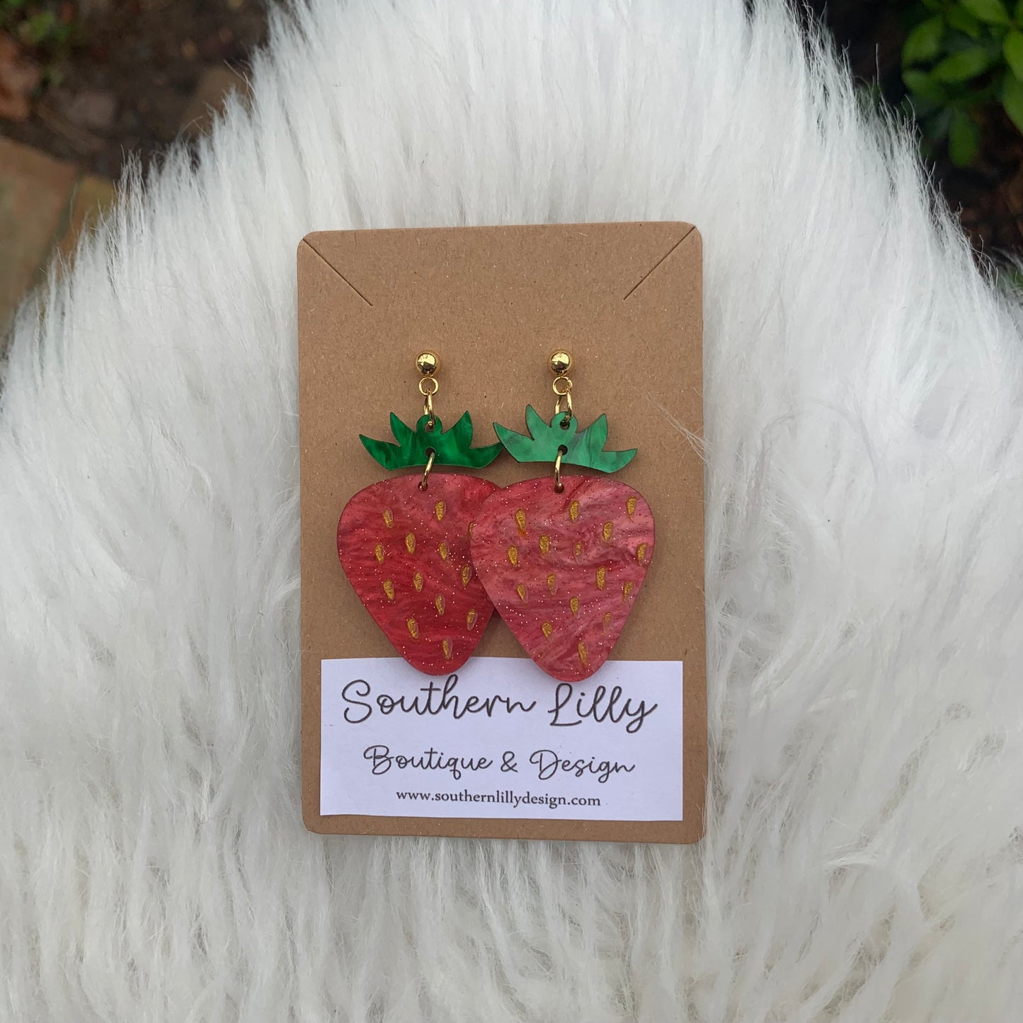 Strawberry Dangle Acrylic Earrings