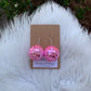 Pink Disco Ball Dangle Earrings Large Size