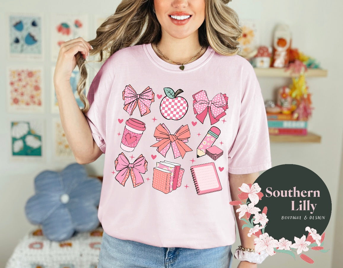 Teacher Coquette Bow Comfort Colors T-Shirt