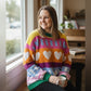 Colorful Heart Knit Sweater Cozy Valentine’s Day Pullover