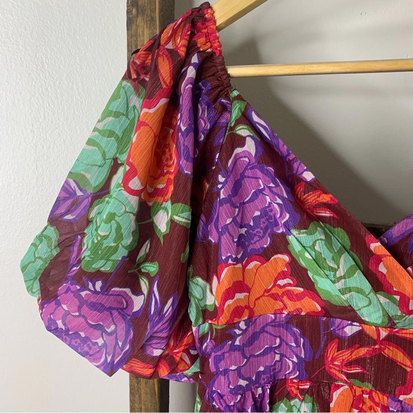 Peach Love California Floral V-Neck Dress
