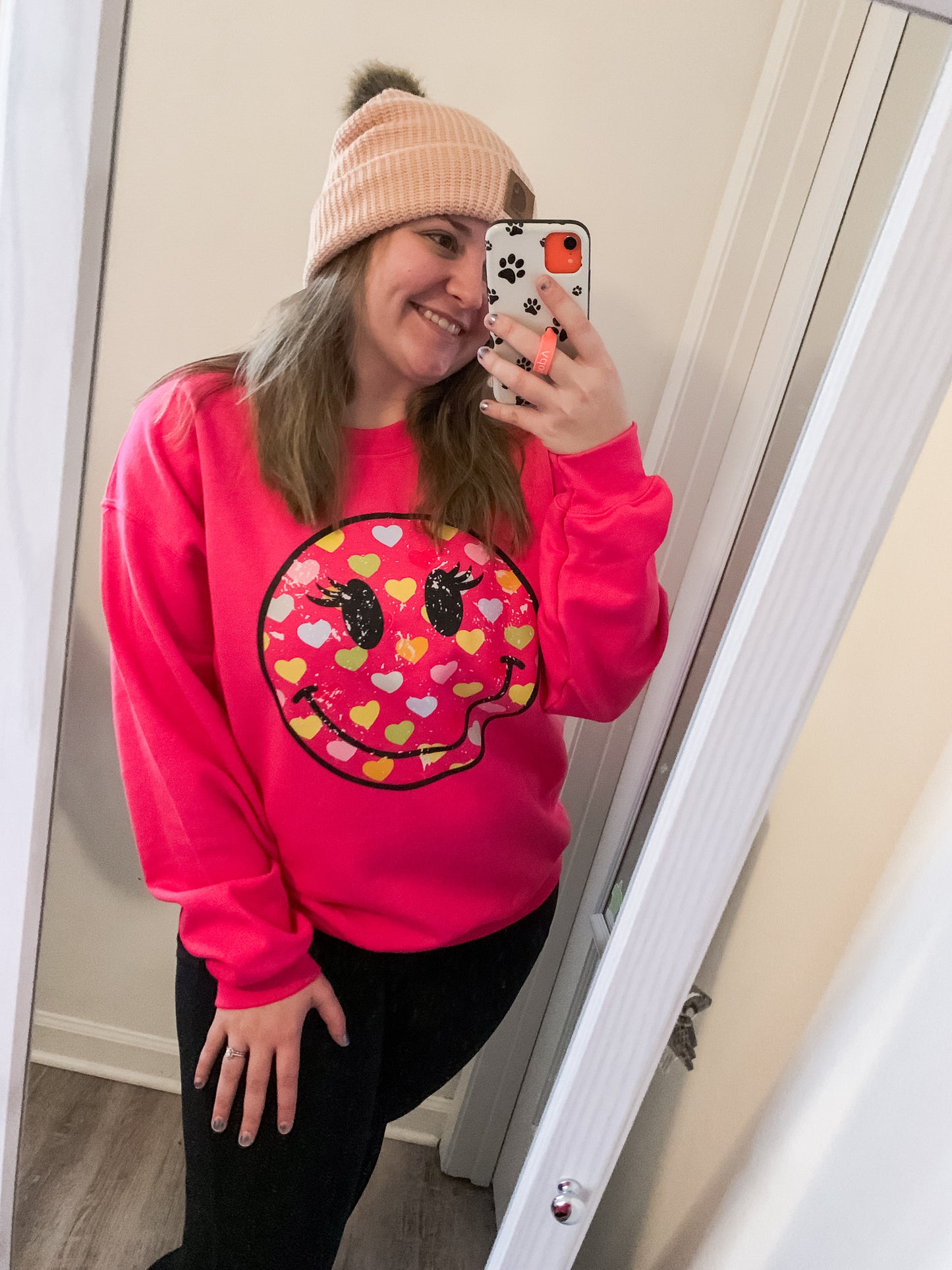 Retro Hearts Smiley Face Sweatshirt