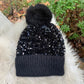 C.C Black Sequin Beanie