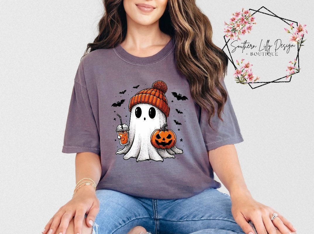 Ghost with Coffee Comfort Colors T-Shirt