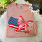 American Flag USA Bow Coquette Comfort Colors T-Shirt